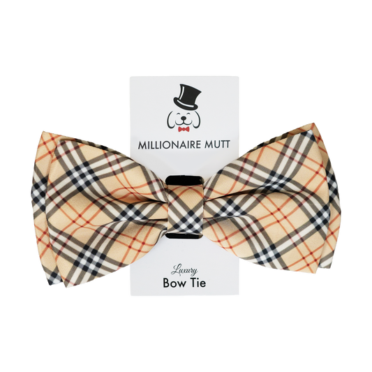 Luxury dog bow tie fashion parody plaid